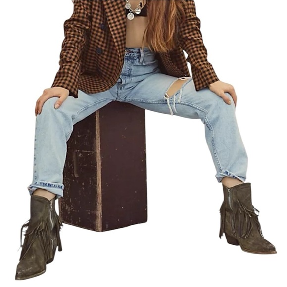 Free People | Women’s Lawless Fringe Ankle Boots in Olive Green Size 6.5 NWOB - Picture 2 of 8